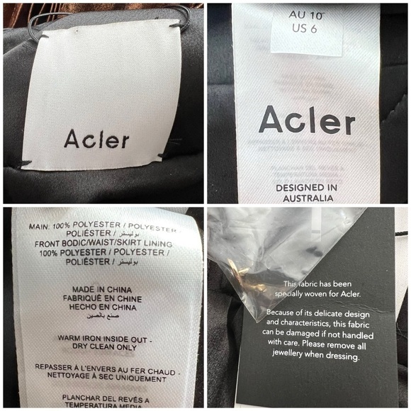 Acler Auroa Midi Dress Metallic Twist Front Pleated Bronze Size 6 NEW - Picture 15 of 16